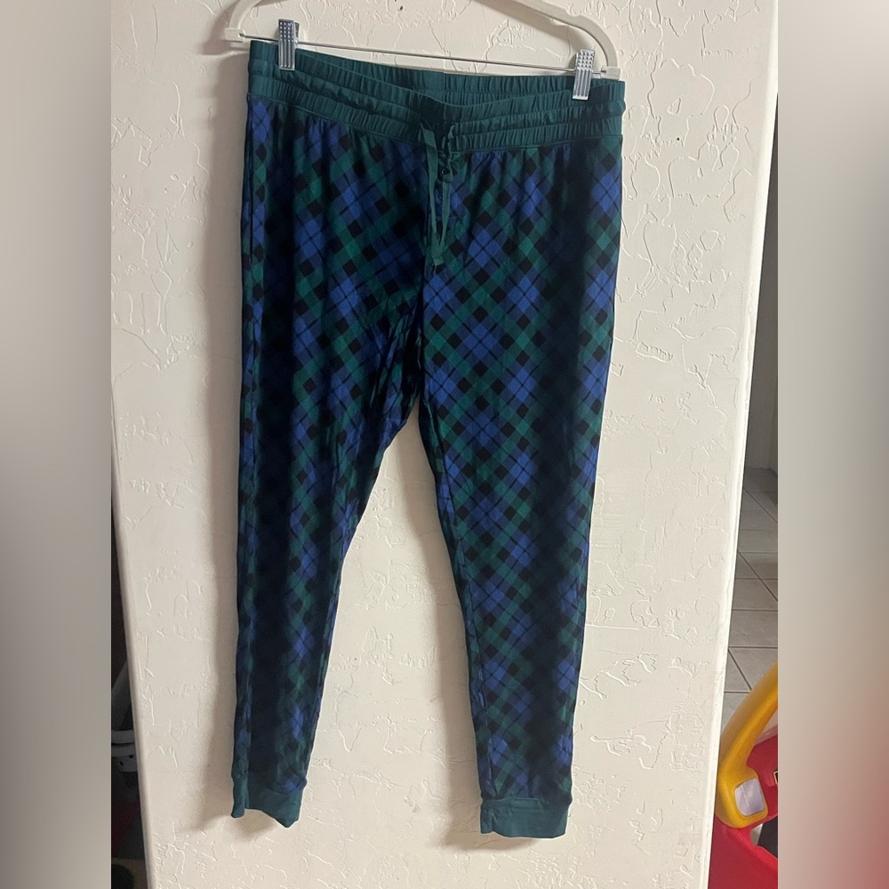 NWT Little Sleepies Plaid Jogger Pants in Green and Gray Womens medium